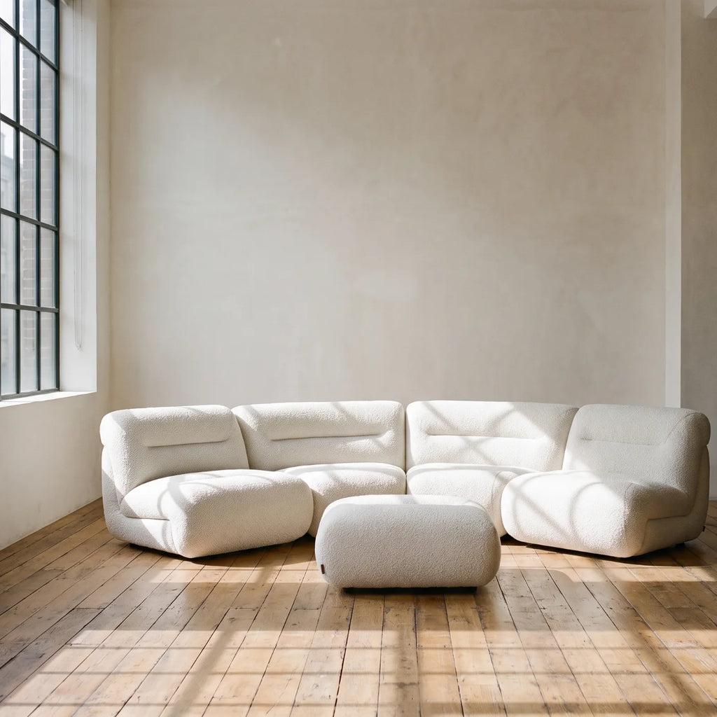 Tovi Performance Boucle 4-Piece Sectional Couch with Ottoman